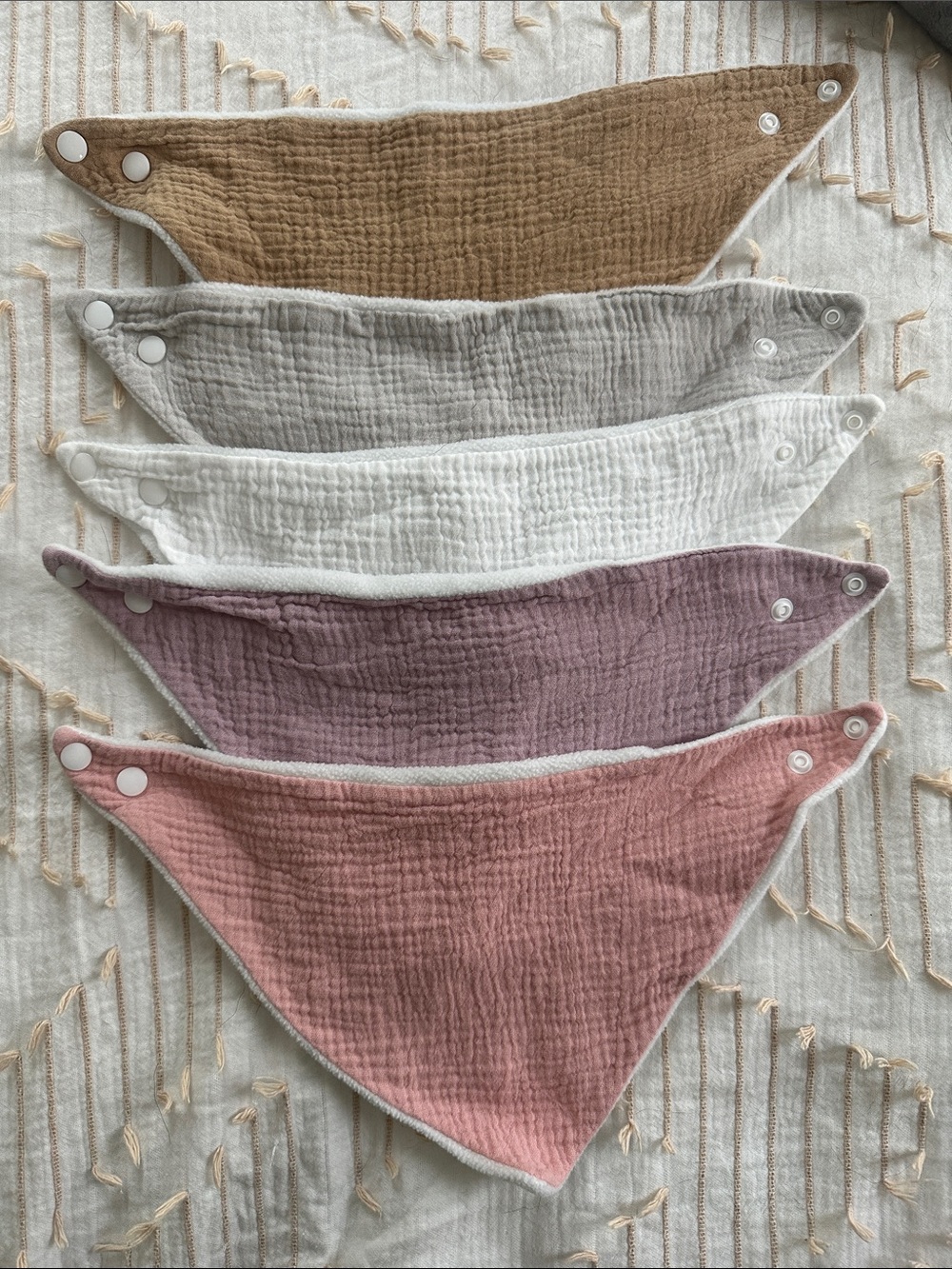 Neutral & Pink Cotton Muslin Baby Bandana Bibs - Pack of 5